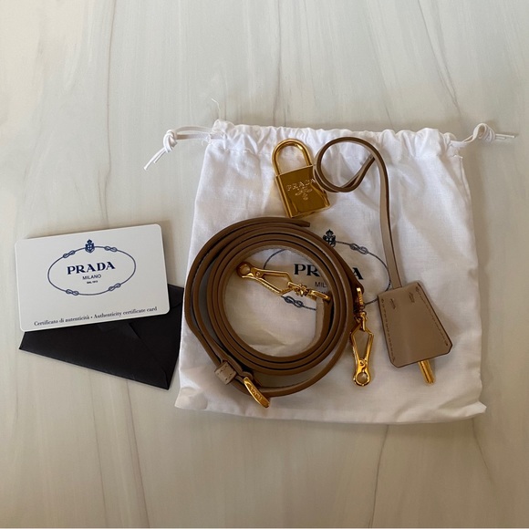 Prada Esplanade Saffiano City Calf Tote Bag Beige Small - Picture 12 of 15